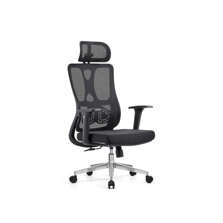 Executive Office Furniture Modern Ergonomic High Back Mesh Swivel Chair Adjustable Height Waterproof Design Fabric Steel Base detail 2