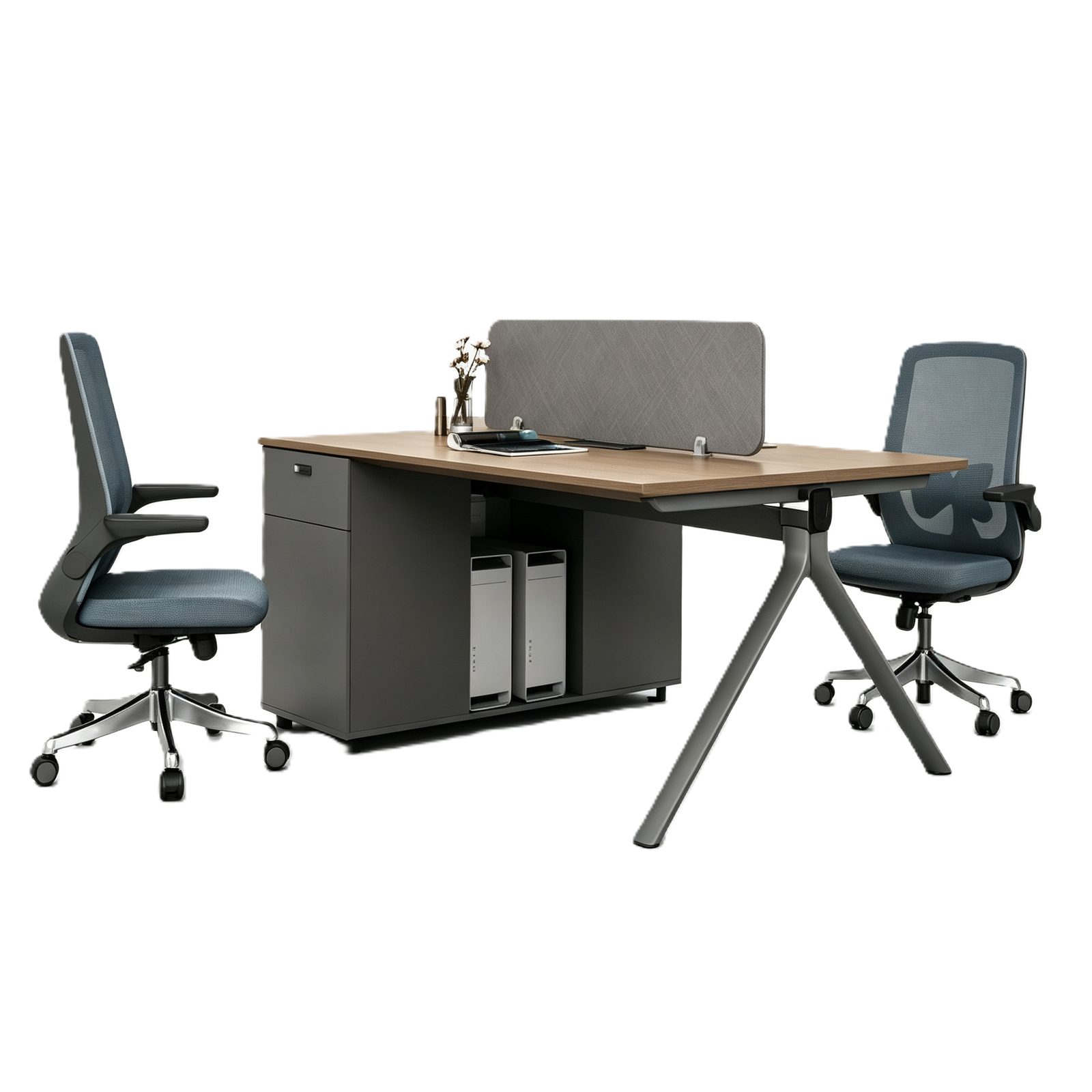 Two or Four Seater Office Workstation Desk with E0 Eco Panel, Dual-Side Power Outlets & Combination Lock detail 2