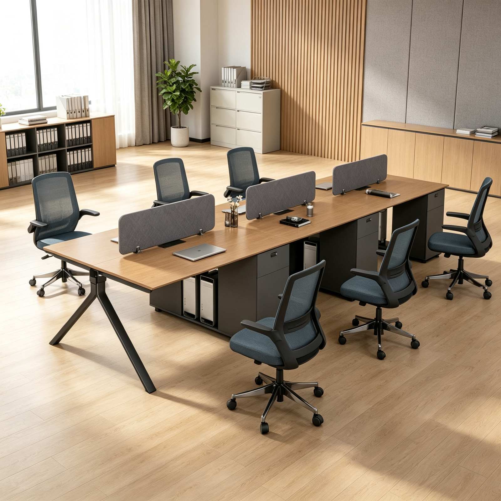 Two or Four Seater Office Workstation Desk with E0 Eco Panel, Dual-Side Power Outlets & Combination Lock detail 6