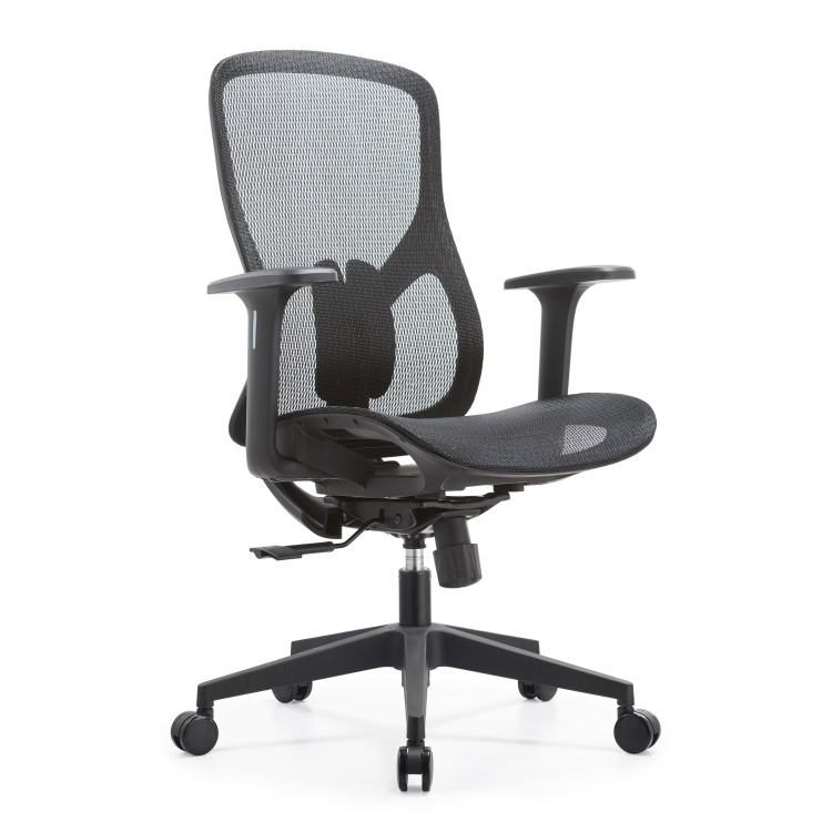 Ergonomic Office Chair Chrome Nylon Base Biffma Certified Swivel Seat W Shape Fabric Padded Armrest detail 1
