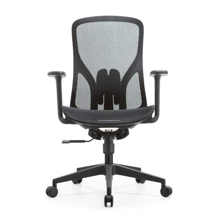 Ergonomic Office Chair Chrome Nylon Base Biffma Certified Swivel Seat W Shape Fabric Padded Armrest detail 5