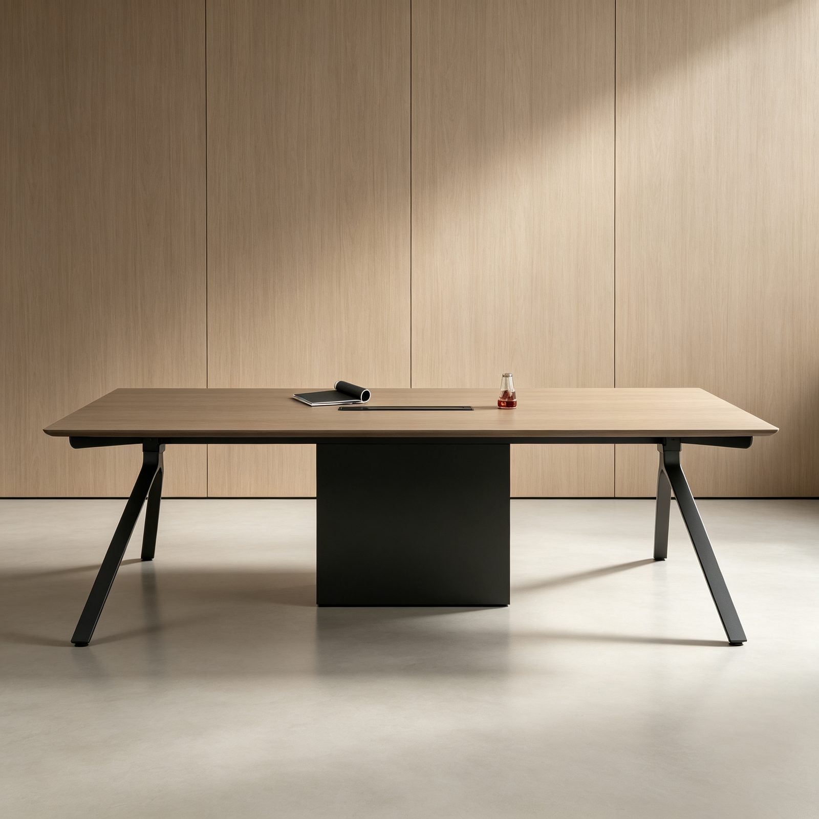 Modern Conference Table with E0 Eco Panel, Double-Sided Power Outlets & Painted Wood Finish detail 6