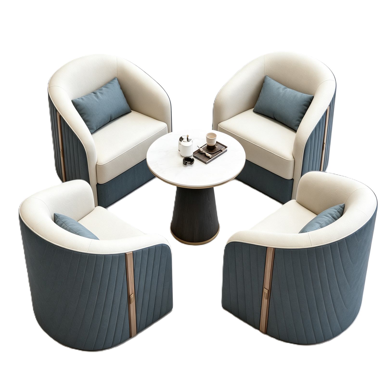 Fashion Leisure Sofa with Leather Upholstery, Metal Buckle Strap Trim & High-Density Foam, Black Legs detail 1
