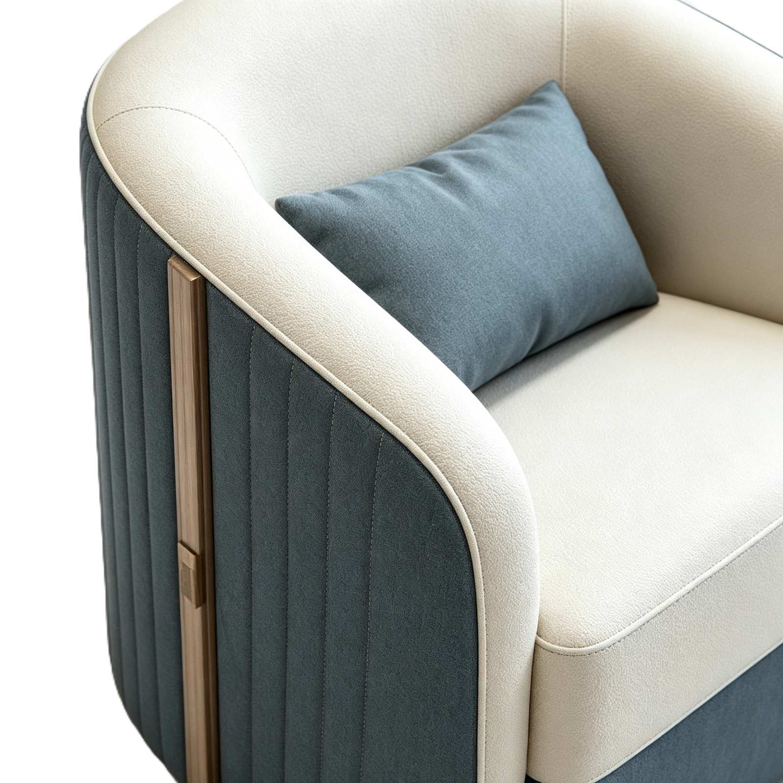 Fashion Leisure Sofa with Leather Upholstery, Metal Buckle Strap Trim & High-Density Foam, Black Legs detail 4