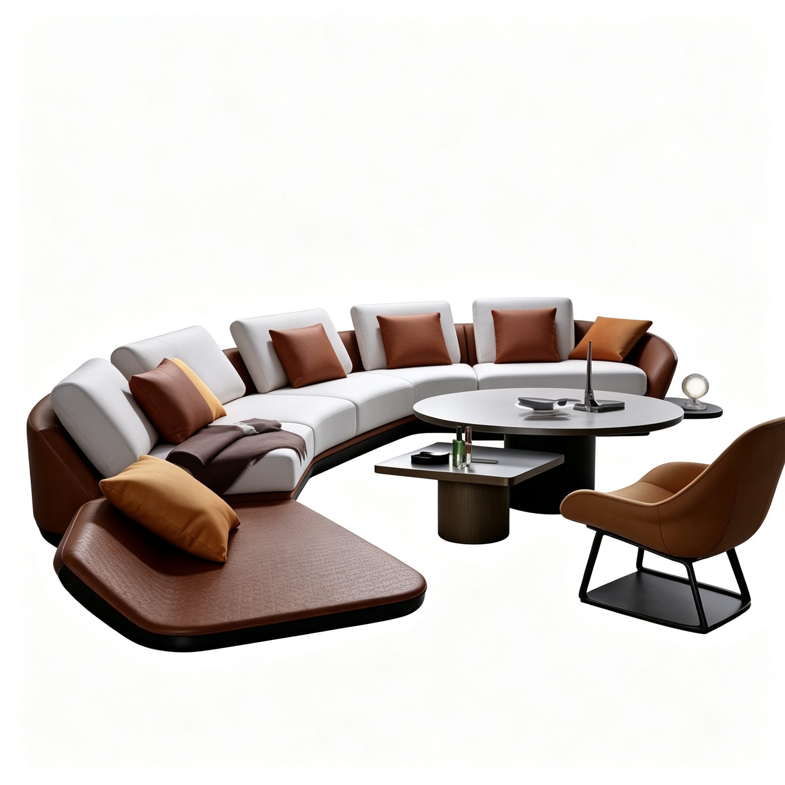 L-Shaped Leisure Sofa Set with Faux Leather, High-Density Foam & Solid Wood Frame, Black Metal Legs detail 2