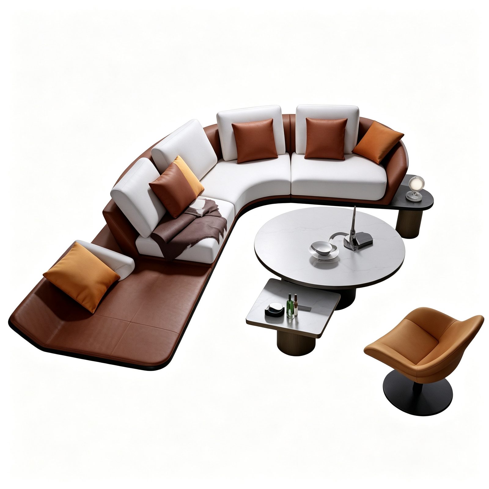 L-Shaped Leisure Sofa Set with Faux Leather, High-Density Foam & Solid Wood Frame, Black Metal Legs detail 3