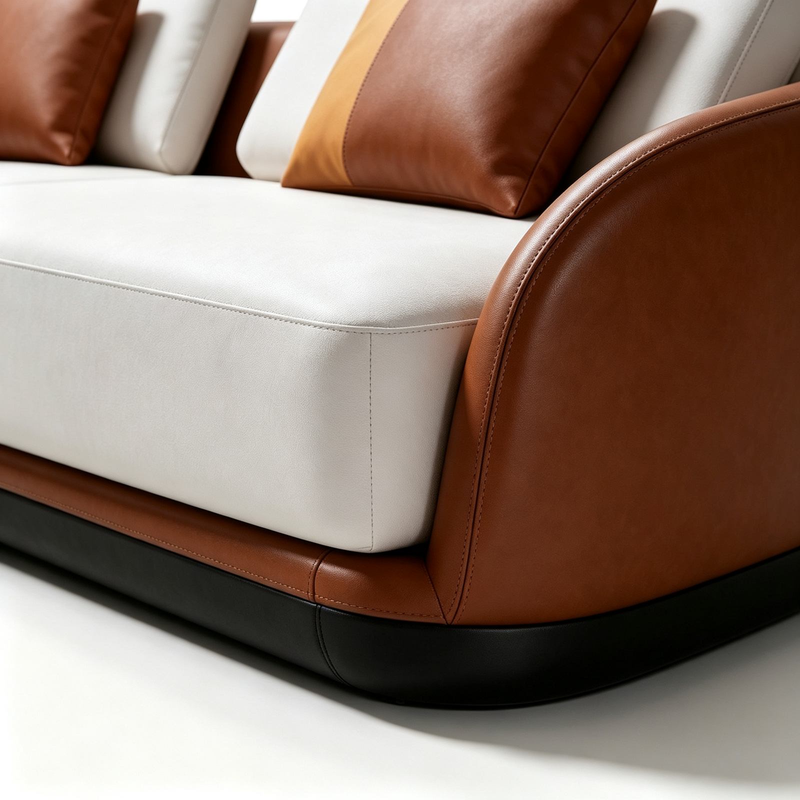 L-Shaped Leisure Sofa Set with Faux Leather, High-Density Foam & Solid Wood Frame, Black Metal Legs detail 5