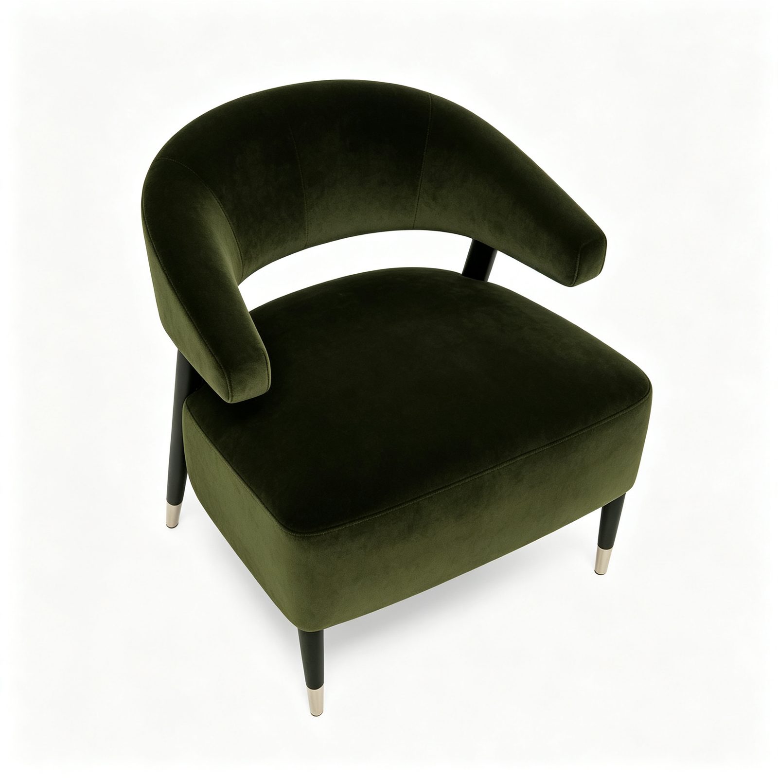 Modern Leisure Chair with Stretch Fabric, Curved Panel , Black Metal Legs detail 3