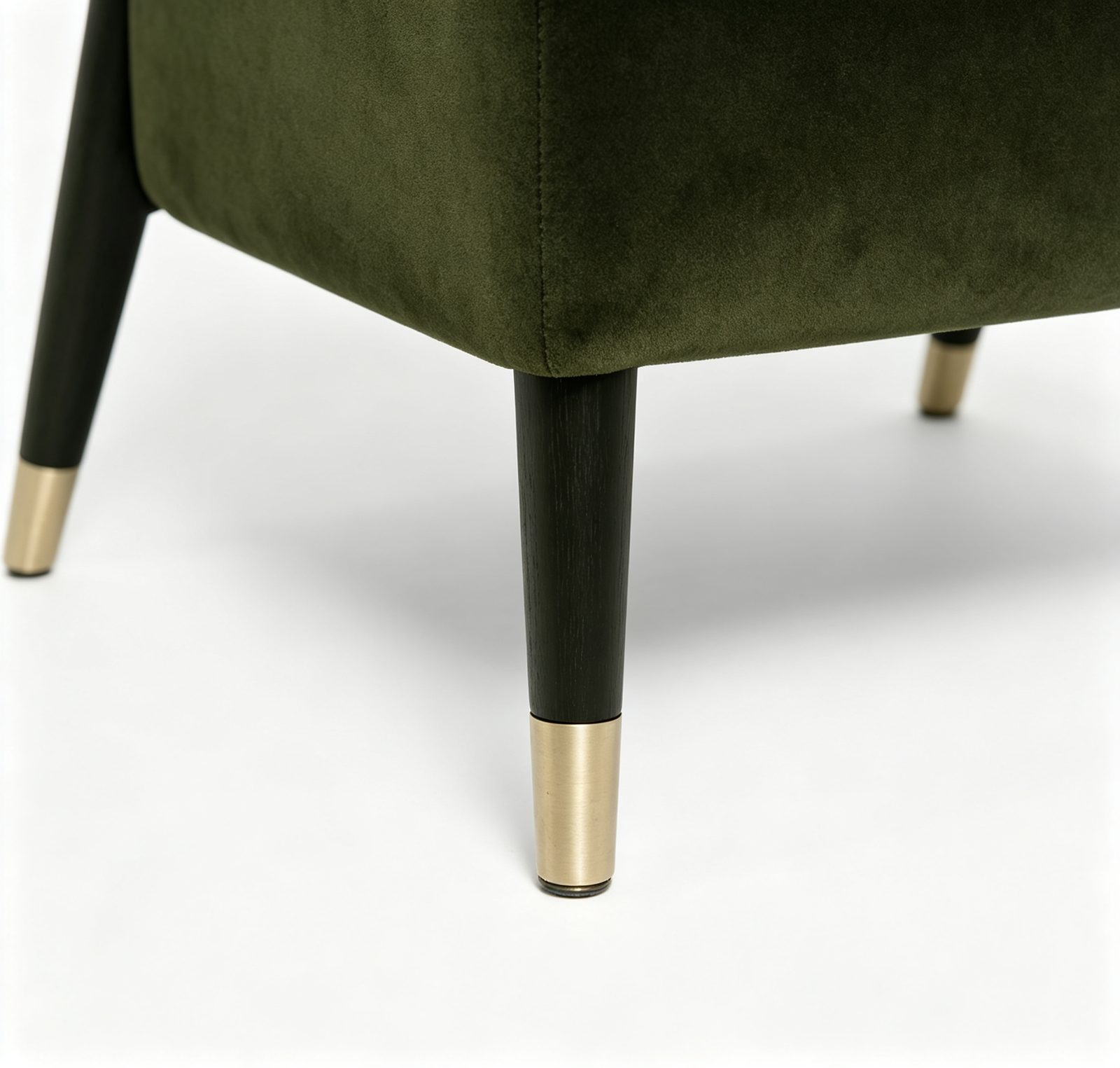 Modern Leisure Chair with Stretch Fabric, Curved Panel , Black Metal Legs detail 5