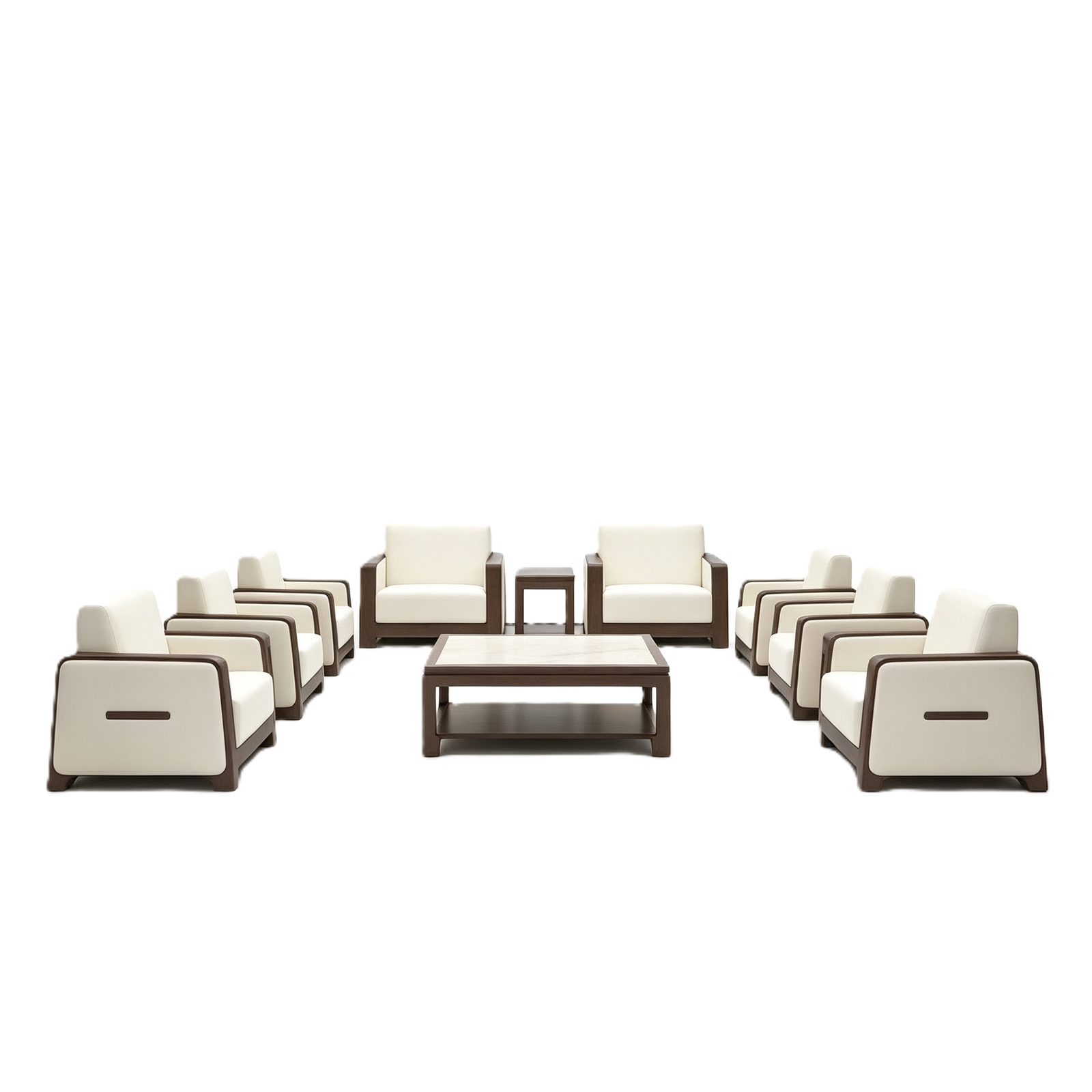 Single Office Sofa with High-Wear Leather, 45-Density Foam & Curved Eucalyptus Wood Frame detail 1