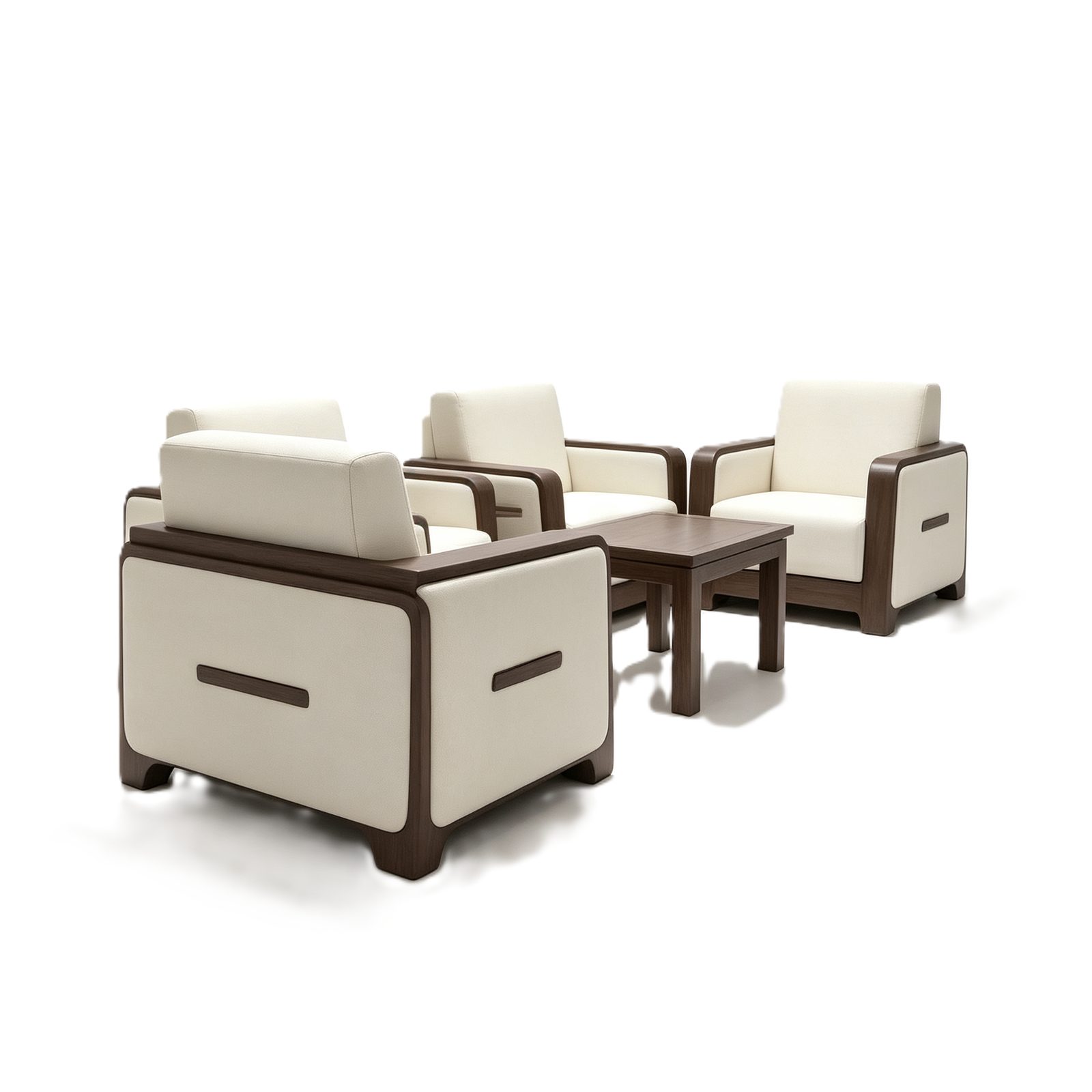 Single Office Sofa with High-Wear Leather, 45-Density Foam & Curved Eucalyptus Wood Frame detail 2