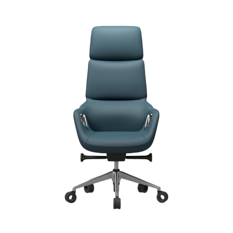 Modern Senior Executive High Back Hollow Armrest Office Chair with PU Leather Swivel and Steel Base detail 2
