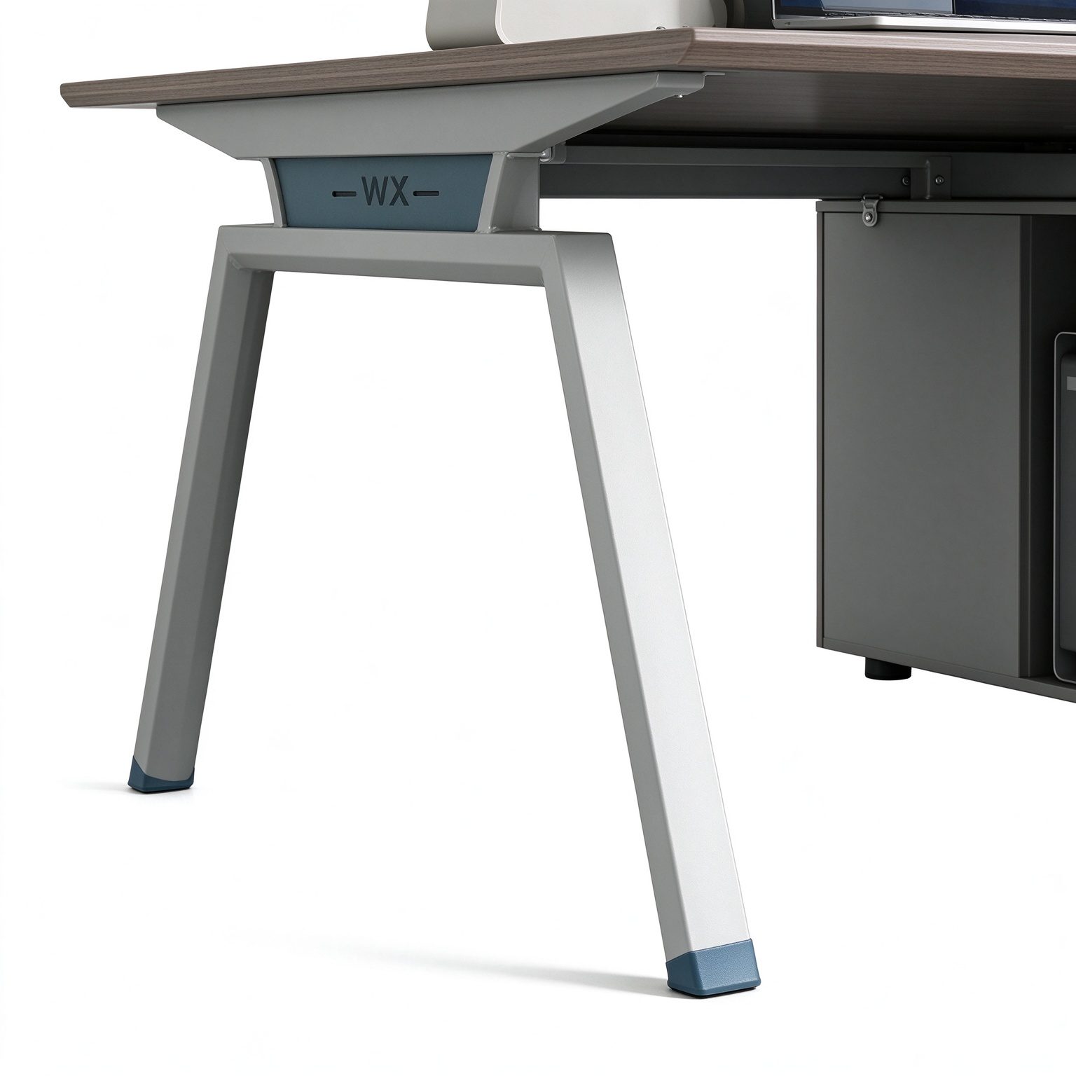 2-Seater Office Desk with Beveled Edge, E1 Eco Board, Steel Legs & Combination Lock, Modern Workstation detail 4