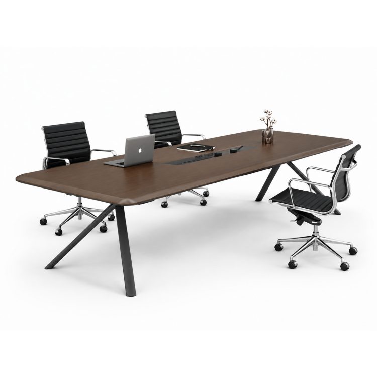 Large Conference Table with Desktop Power Rail, Certified E0 Panel & Schattdecor Melamine Finish, Thickened Tabletop detail 1