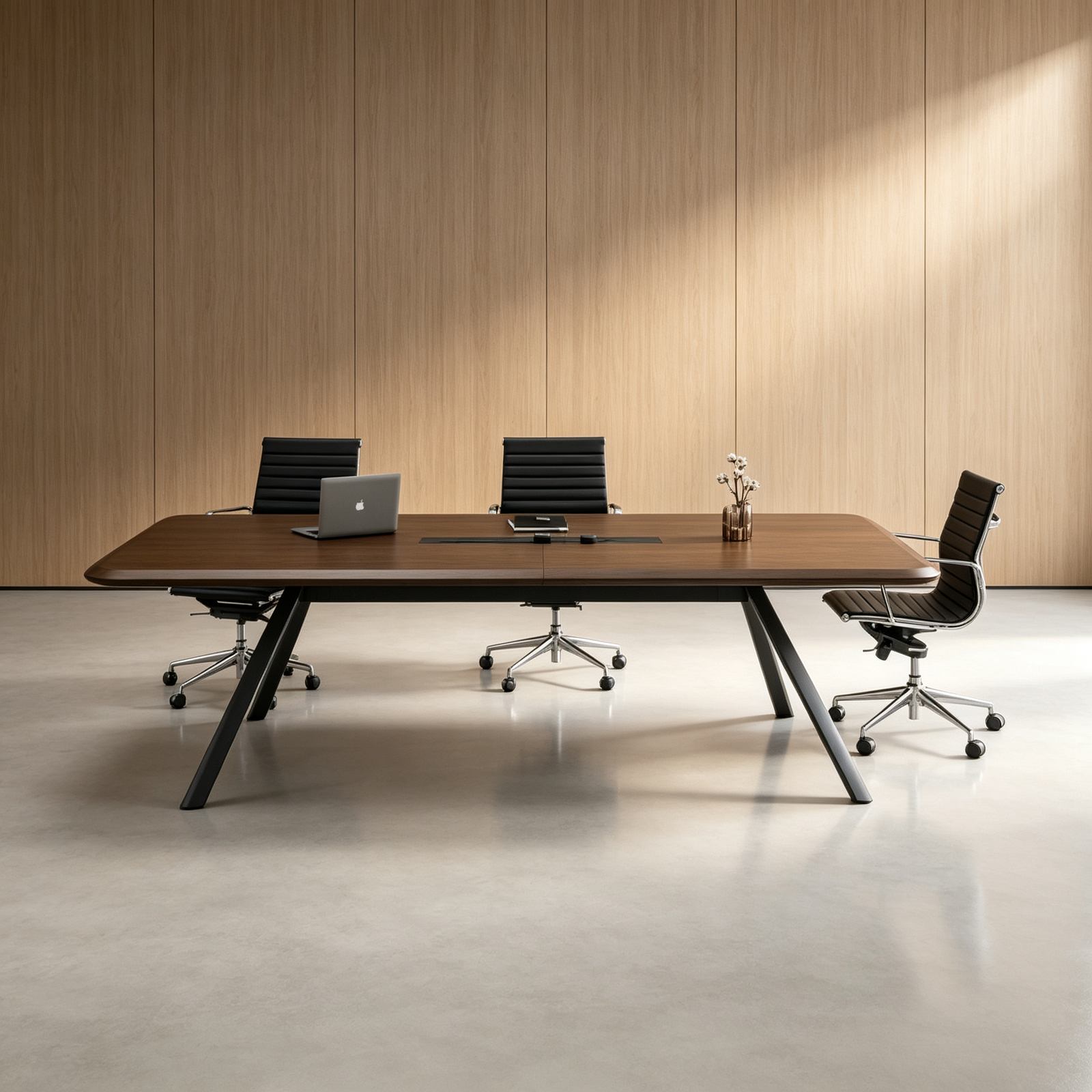 Large Conference Table with Desktop Power Rail, Certified E0 Panel & Schattdecor Melamine Finish, Thickened Tabletop detail 6