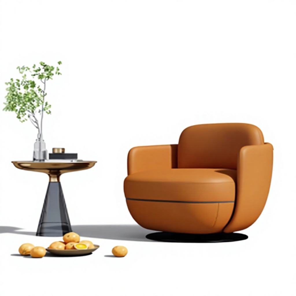 Swivel Lounge Chair with 360 Degree Rotation & Black Metal Legs, Modern Comfortable Design detail 5