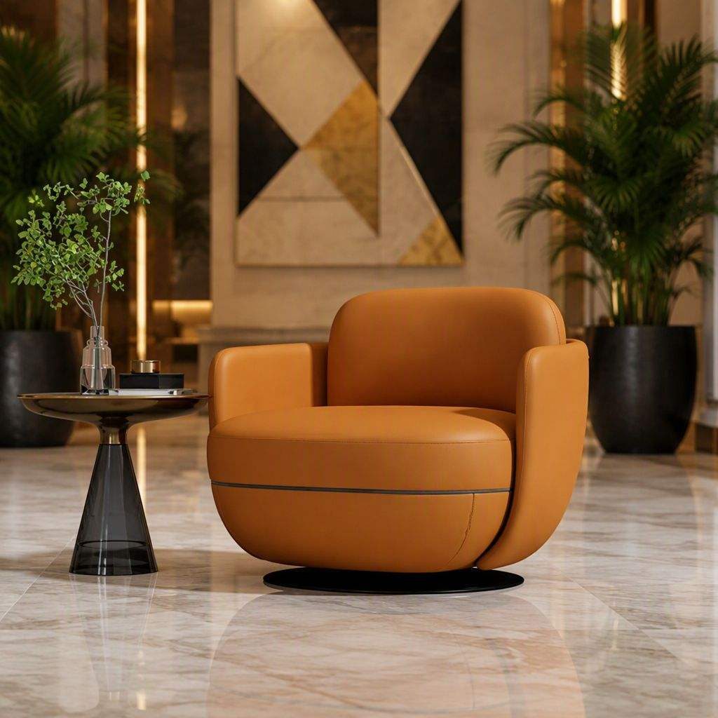Swivel Lounge Chair with 360 Degree Rotation & Black Metal Legs, Modern Comfortable Design detail 6