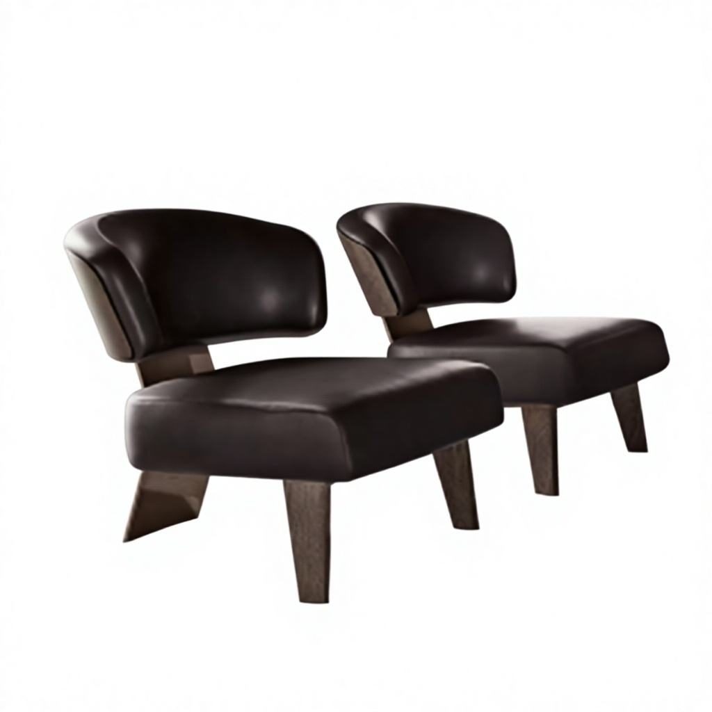 Modern Lounge Chair with Stainless Steel Black Titanium Legs & Black Painted Panels detail 1