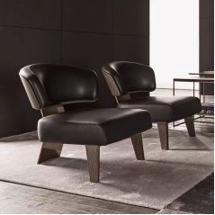 Modern Lounge Chair with Stainless Steel Black Titanium Legs & Black Painted Panels detail 6