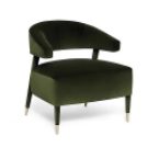 Fashion Leisure Chair with Stretch Leather, Curved Panel & Black Iron Legs detail 2