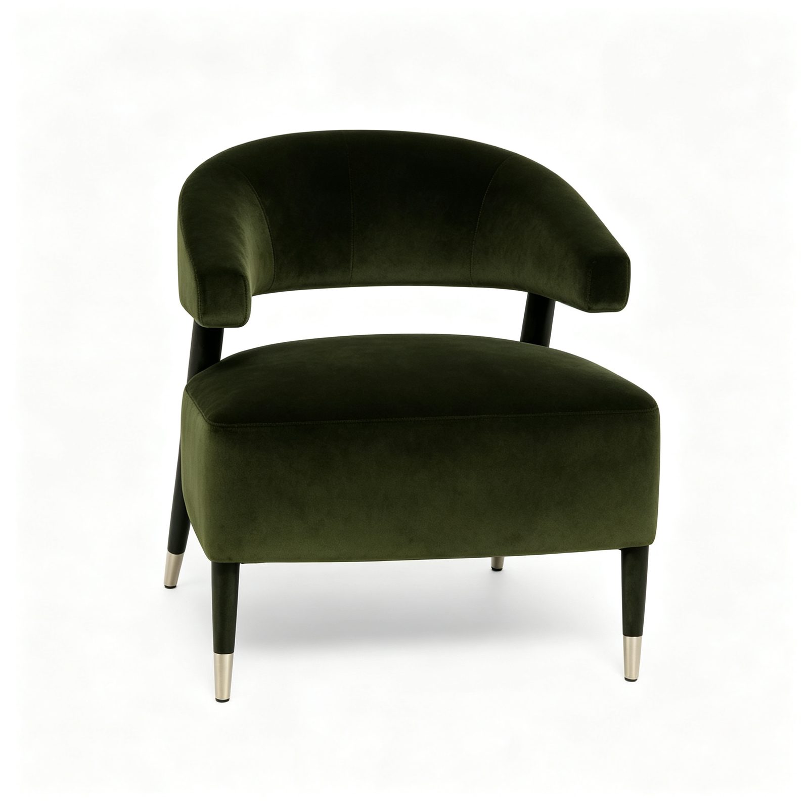 Fashion Leisure Chair with Stretch Leather, Curved Panel & Black Iron Legs detail 4