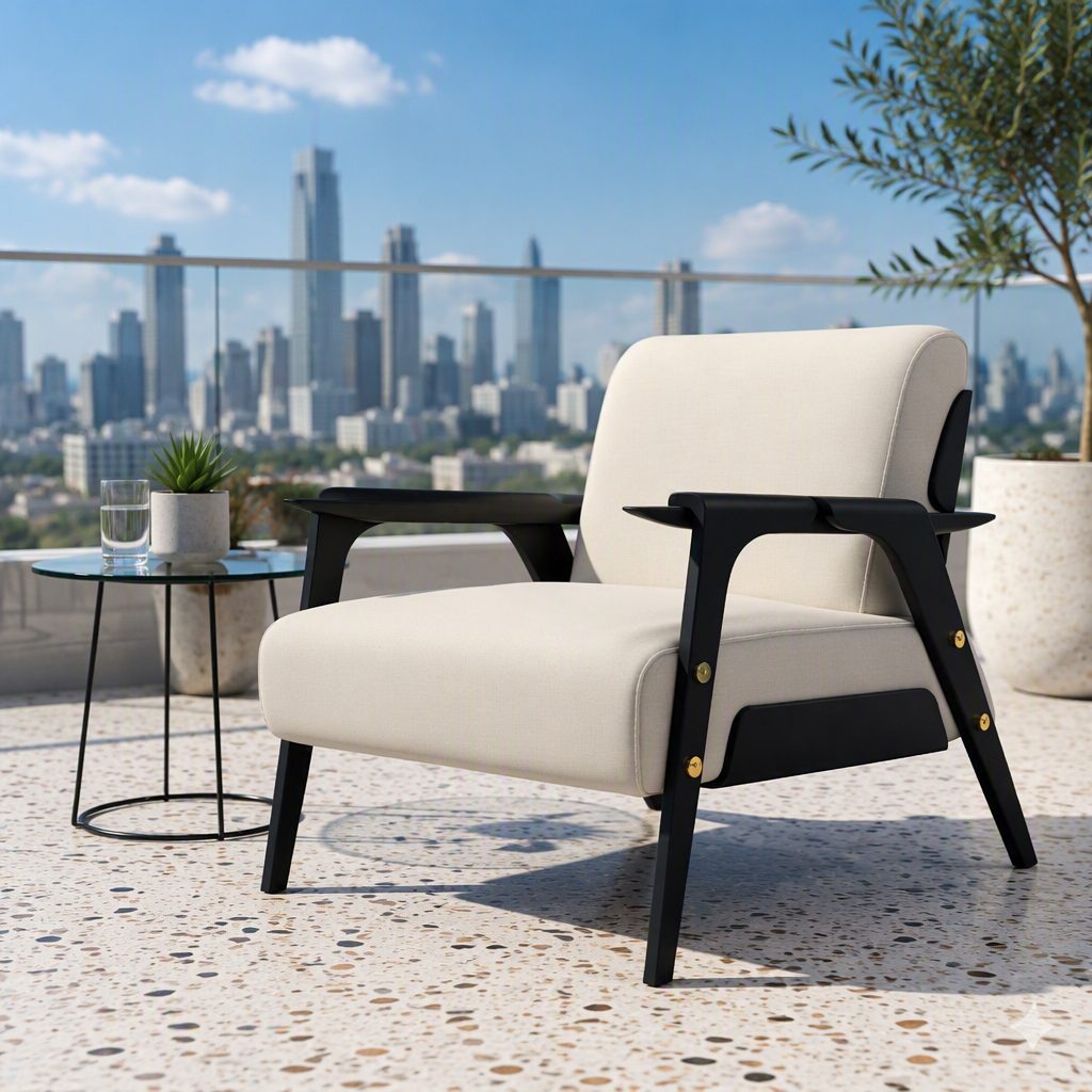 Fashion Lounge Chair with Ash Wood Legs, Custom Fabric Options & Comfortable Cushion detail 6