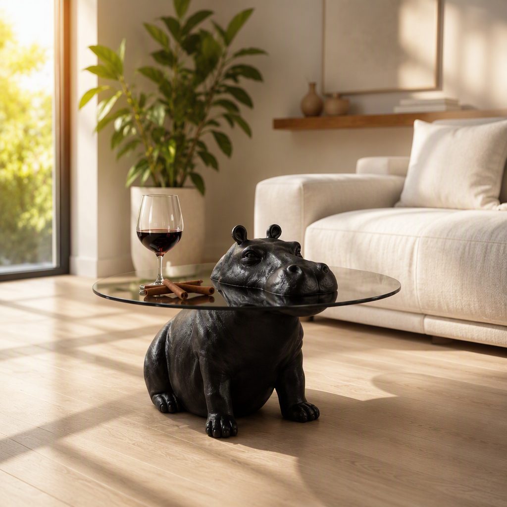 Creative Internet-Famous Hippo Coffee Table Italian Minimalist Style Movable Stainless Steel Frame Small End detail 5