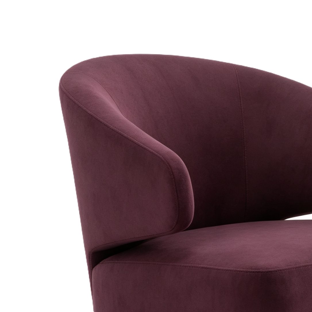 Leisure Chair with Stretch PU Leather, Curved Panel & Free Pillow, Black Metal Legs detail 4
