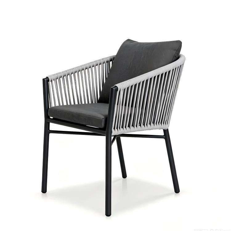 Luxury Balcony Patio Armchairs Furniture Outdoor Garden Aluminum Rope Dining Chairs for Restaurant detail 1