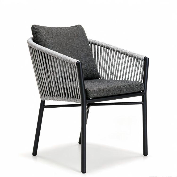 Luxury Balcony Patio Armchairs Furniture Outdoor Garden Aluminum Rope Dining Chairs for Restaurant detail 2