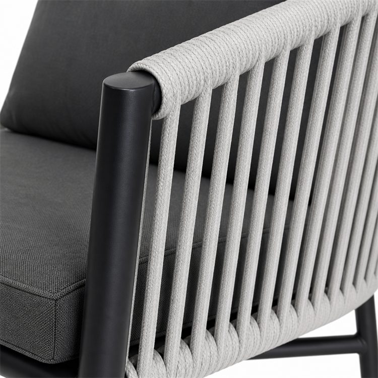 Luxury Balcony Patio Armchairs Furniture Outdoor Garden Aluminum Rope Dining Chairs for Restaurant detail 3