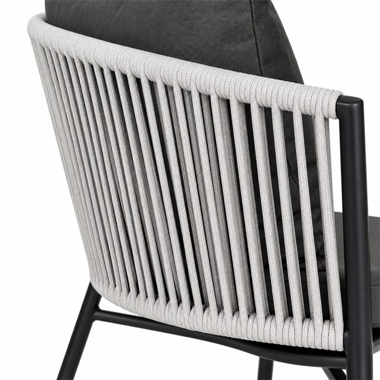 Luxury Balcony Patio Armchairs Furniture Outdoor Garden Aluminum Rope Dining Chairs for Restaurant detail 4