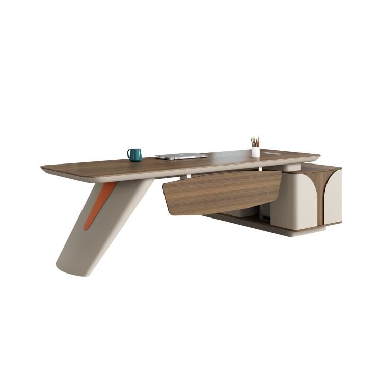Luxury Modern Revolving L-Shape Office Desk Boss Wooden Desk for Home or School Use detail 1