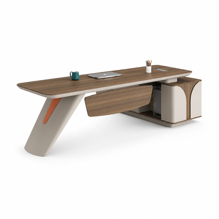 Luxury Modern Revolving L-Shape Office Desk Boss Wooden Desk for Home or School Use detail 3