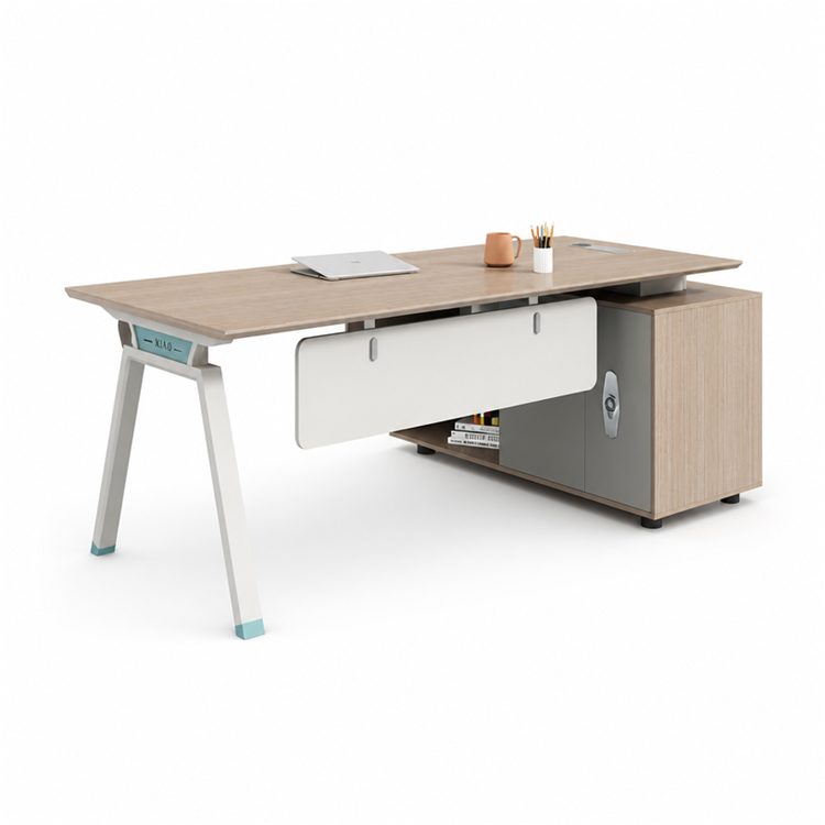 Luxury Executive Office Desk with Iron Legs and Multi Function Socket Modern L Shape Manager Boss Desk Table detail 3