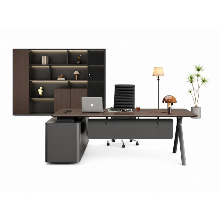Modern Durable Master Table-Polymer Wood Grain Film with Multifunctional Wire Box and Eco-Friendly Board detail 1