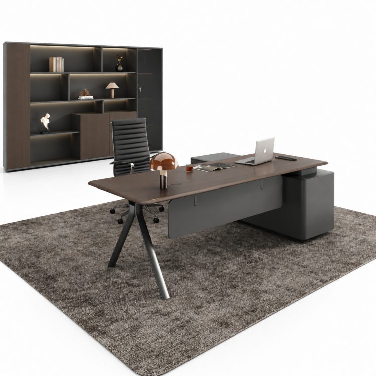 Modern Durable Master Table-Polymer Wood Grain Film with Multifunctional Wire Box and Eco-Friendly Board detail 3