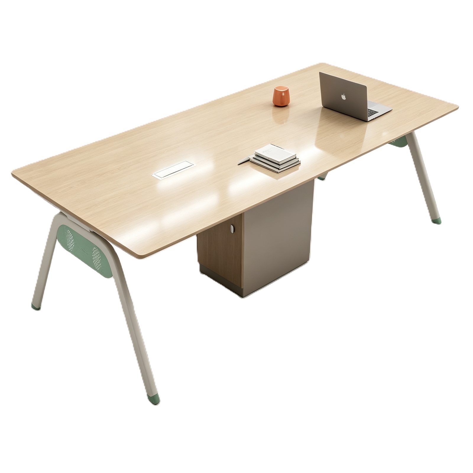 Modern Conference Meeting Table with Beveled Edge, E0 Eco Board, Laser-Welded Steel Legs & Matching PVC Edging detail 2