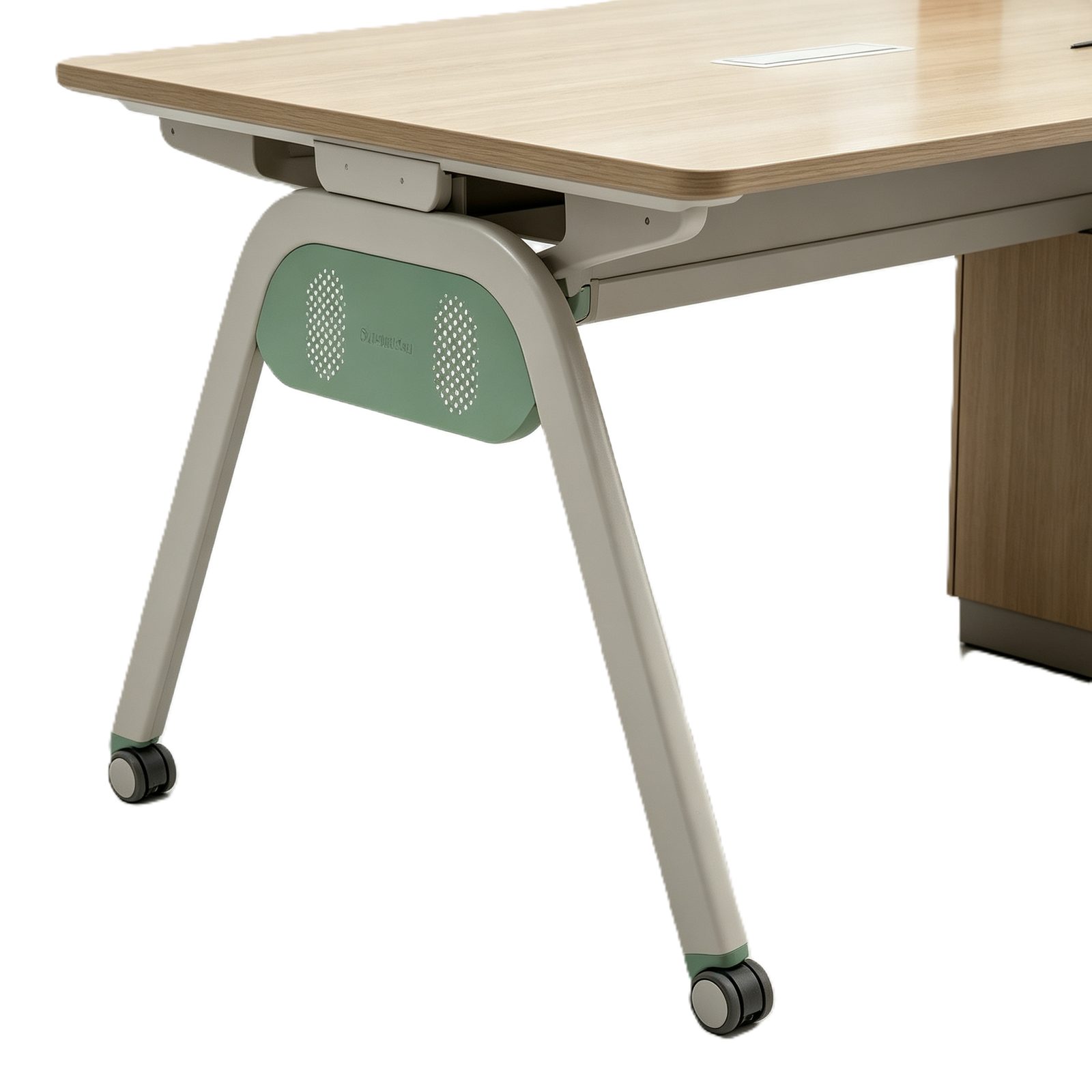 Modern Conference Meeting Table with Beveled Edge, E0 Eco Board, Laser-Welded Steel Legs & Matching PVC Edging detail 3