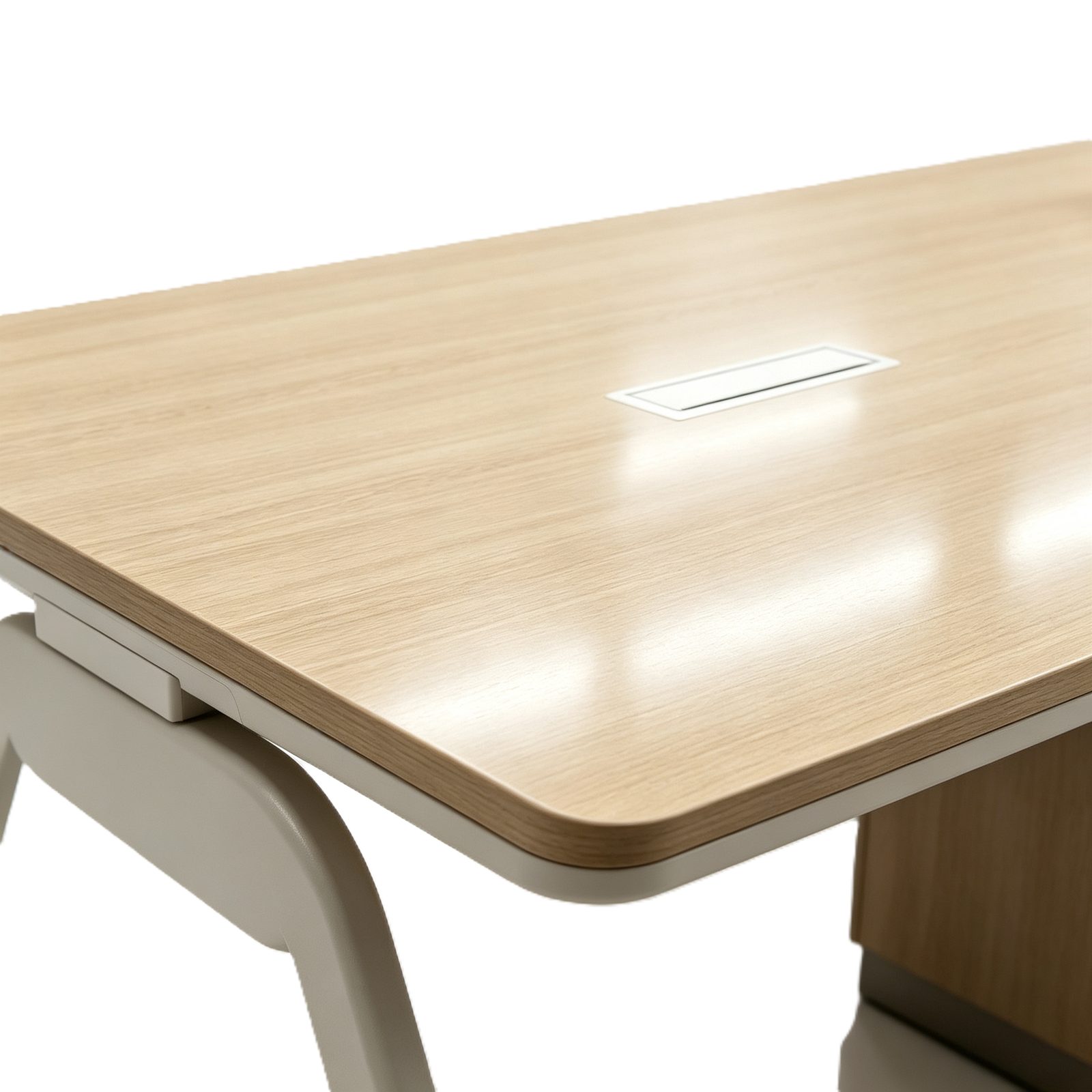 Modern Conference Meeting Table with Beveled Edge, E0 Eco Board, Laser-Welded Steel Legs & Matching PVC Edging detail 4