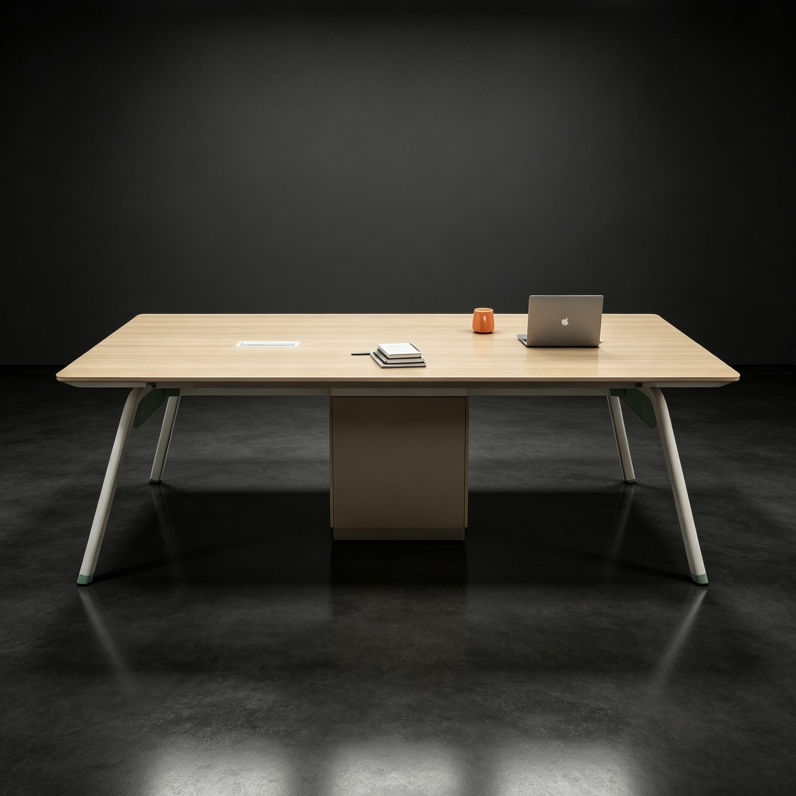 Modern Conference Meeting Table with Beveled Edge, E0 Eco Board, Laser-Welded Steel Legs & Matching PVC Edging detail 6