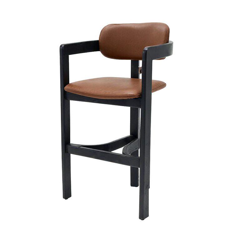 Modern Luxury Indoor Counter Chair in Black Finish Wood Frame Stool for Kitchen Dining and Home Bar Use detail 1