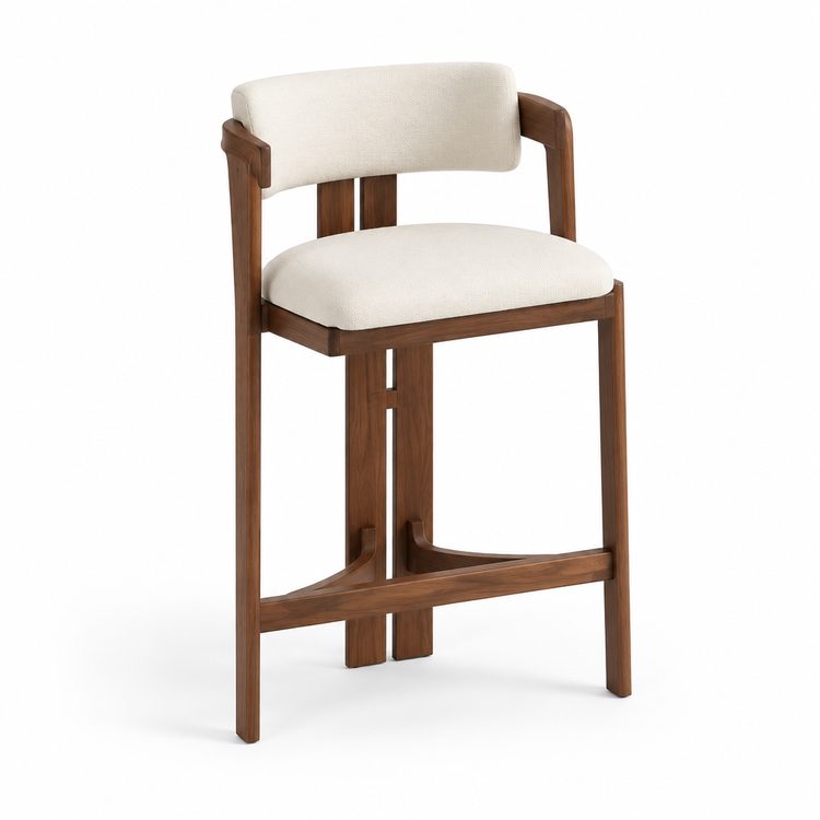 Modern Luxury Indoor Counter Chair in Black Finish Wood Frame Stool for Kitchen Dining and Home Bar Use detail 2