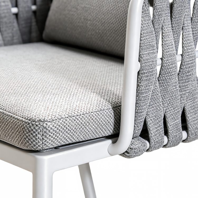 Modern Rattan Table Chair Stackable Garden Wood Outdoor Aluminum Wooden Leisure Woven Rope Dining Outdoor Restaurant Chair Sets detail 4