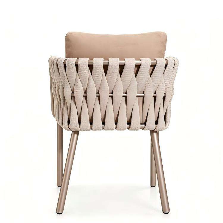 Modern Rattan Table Chair Stackable Garden Wood Outdoor Aluminum Wooden Leisure Woven Rope Dining Outdoor Restaurant Chair Sets detail 5