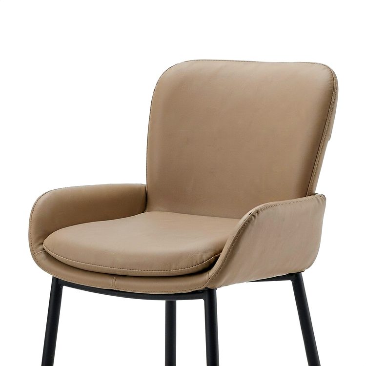 Minimalist Luxury Chair, Sleek Ergonomic Counter Height Chairs, Upholstered PU Leather for Kitchen Island Home Bar & Dining Area detail 1
