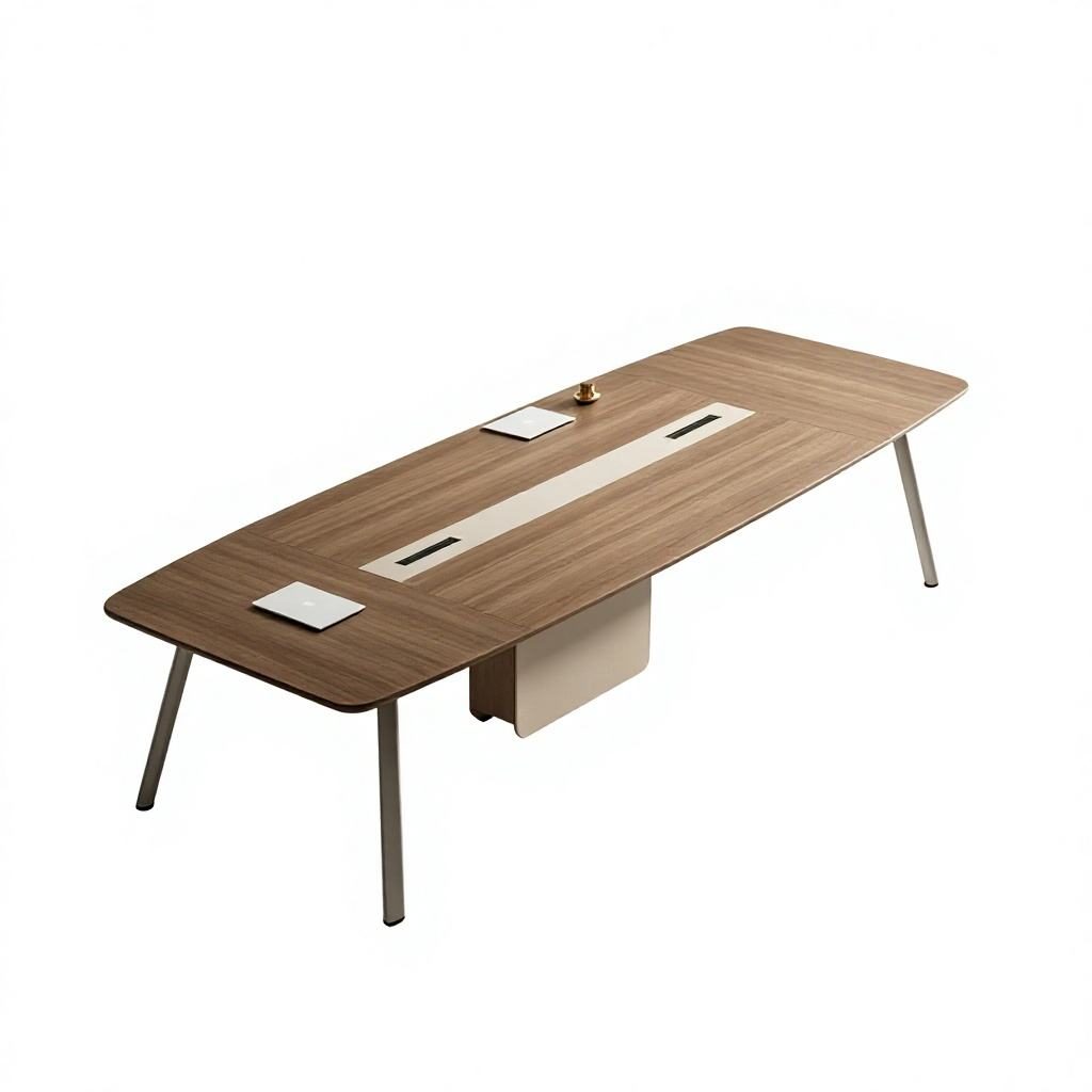 Large Conference Table with Power & USB Outlet Box, E0 Eco Board & Steel Frame Legs, Multi-Size detail 1