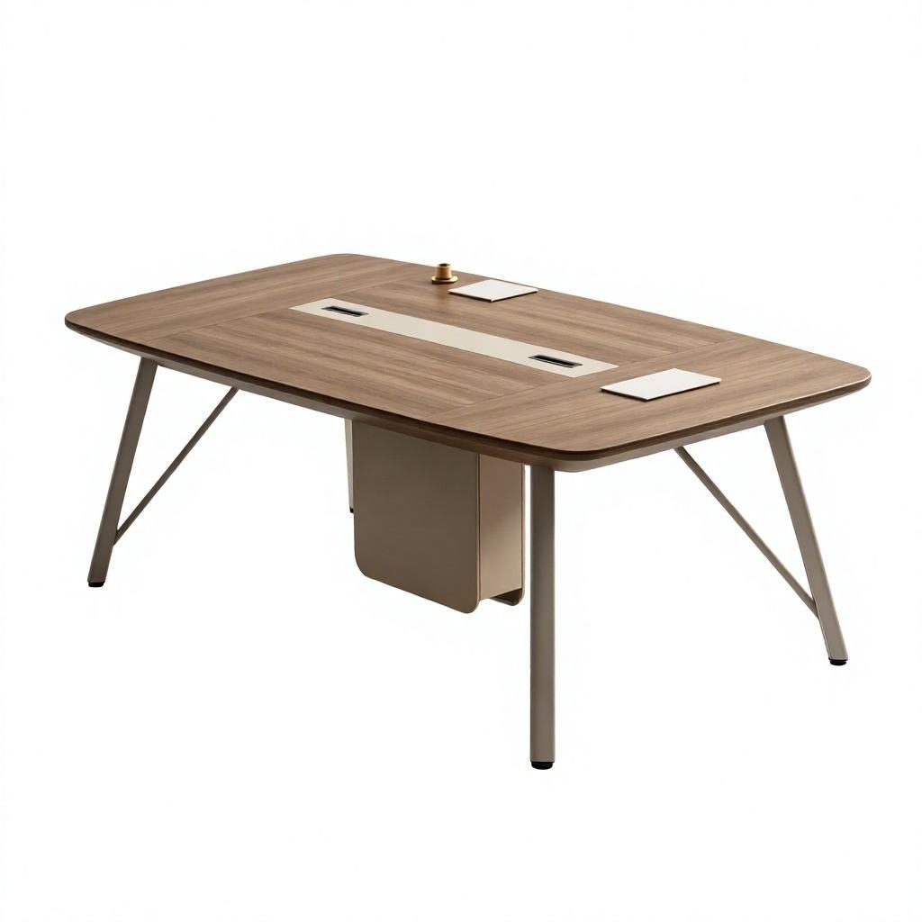 Large Conference Table with Power & USB Outlet Box, E0 Eco Board & Steel Frame Legs, Multi-Size detail 3