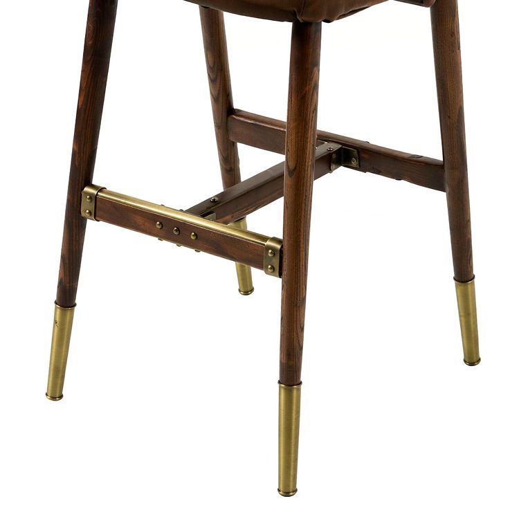 Luxury Bar Chairs Modern Bar Stool Ash Wood Frame Soft Cushion Leather Seat High Chair for Cafe Bar KTV Hotel Restaurant detail 5