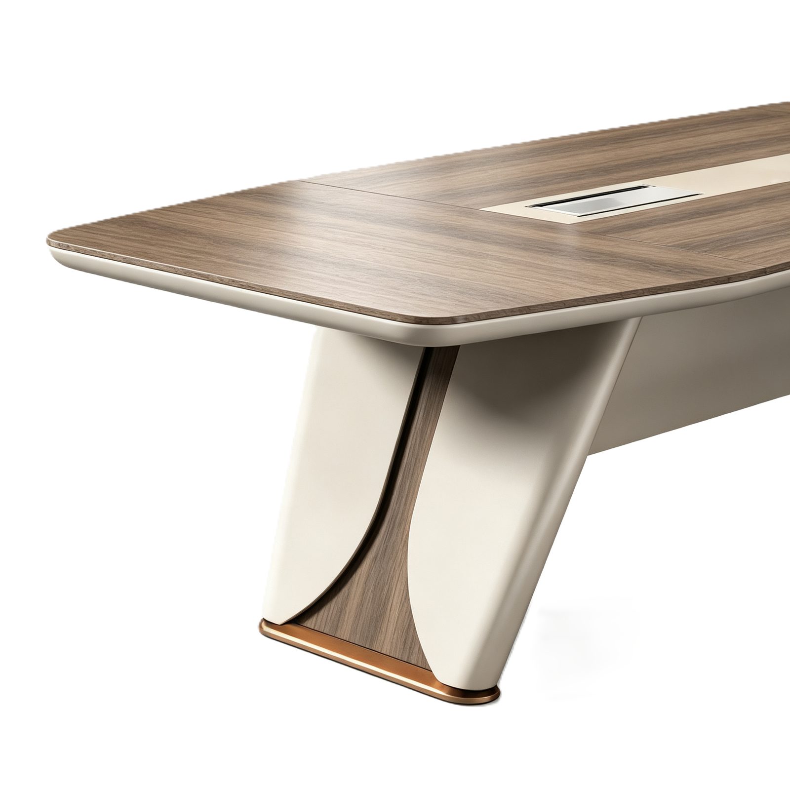 Modern Conference Table with Multi-Function Charging Outlet Station, Beveled Edges, E1 Eco Board & Powder-Coated Steel Legs detail 5